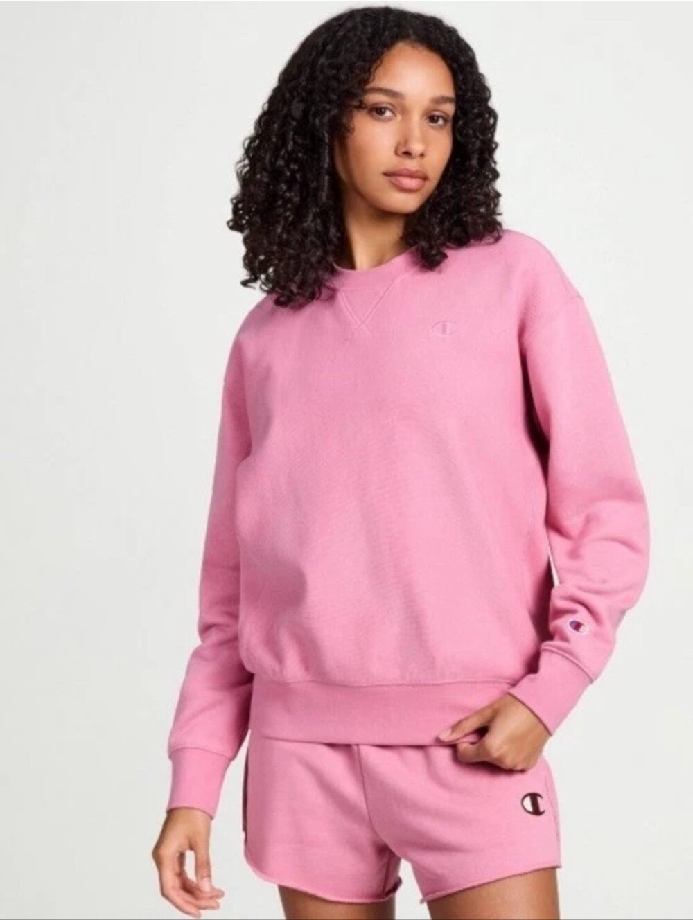 Champion Women’s Fleece Crewneck Sweatshirt Pink Size XS